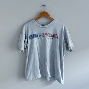 Vintage Y2K American Flag Harley Davidson Orange Park FL Graphic T-Shirt Tee